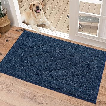 BEQHAUSE Dirt Trapper Door Mat 20" x 32", Doormat Non-Slip, Navy Blue