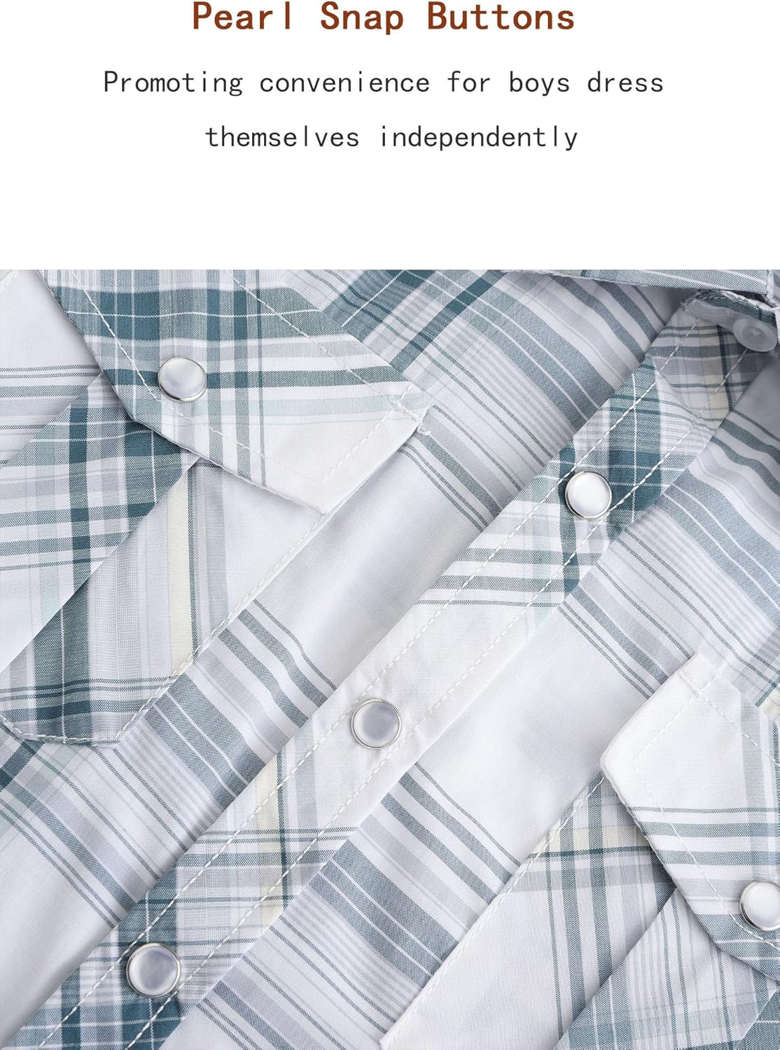 Boy's Toddler Child Kids Casual Dress Western Short Sleeve Snap Plaid Button Down Shirts - Image 6