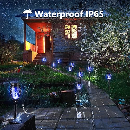 Miniatura 4 de Toodour Luces solares de llama de antorcha, paquete de 12 luces solares para exteriores con llama parpadeante, luces solares impermeables para