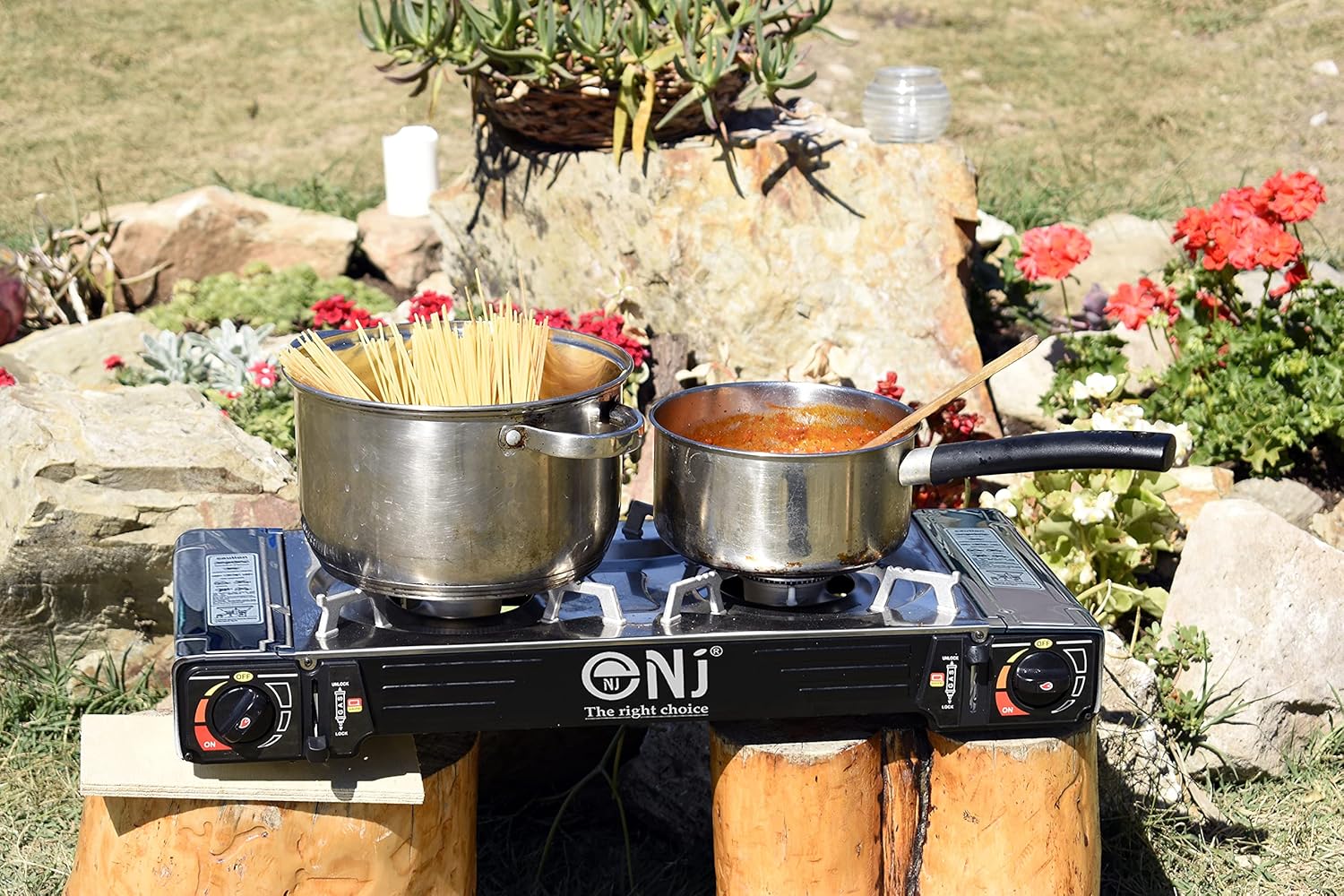 Double Burner Camping Stove - Portable Butane Gas Cooker with Case and Bag