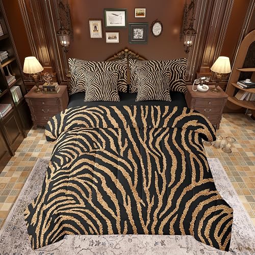 Zebra Print Comforter Set in a Bag 7 Pieces,Zebra Stripe