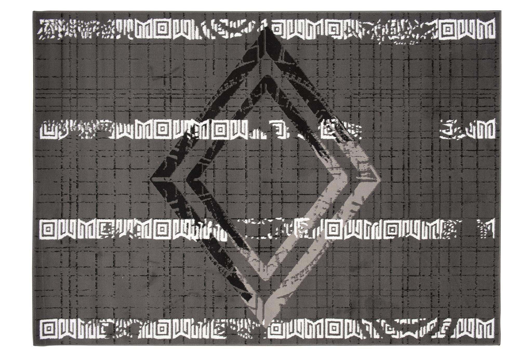 TAPISO Atena Tapis de Salon Chambre Ado Design Moderne Gris Foncé Blanc Motif Grec Doux Fin Poil Court 140 x 200 cm