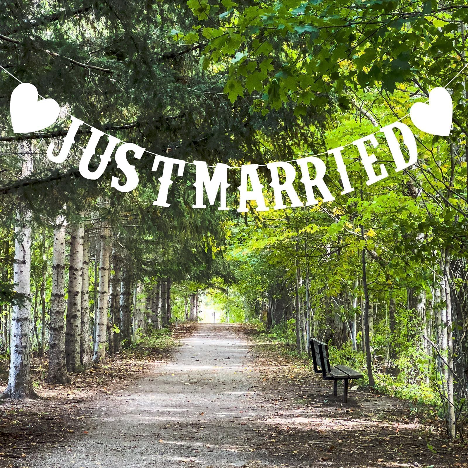 Just Married Girlande Vintage Rustikal Wimpelkette  Produktbild-Vorschau 10