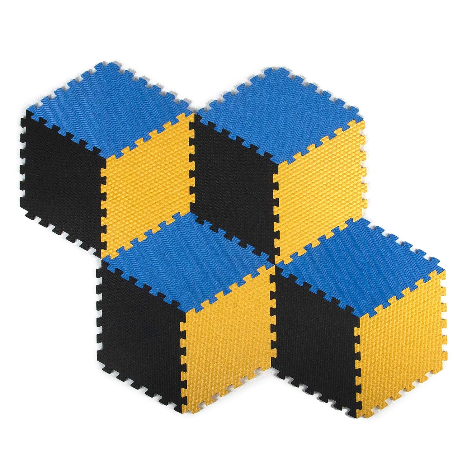 Tadpoles 12-Piece Rhombus Shaped Playmat | Interlocking Foam Mats | Soft and Durable | Total Floor Coverage of 54” x 40” | Ideal for the Playroom, Den, Bedroom, and More | For Kids and Adults | Blue