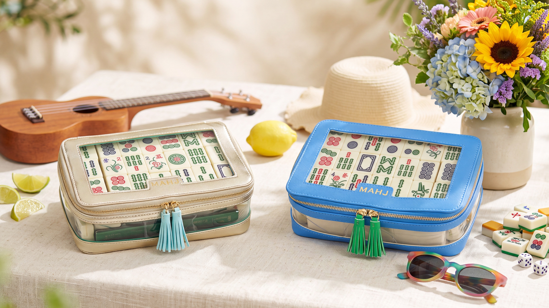 Amazon.com: Mahjong Tile Storage Bag with Zipper Clear Top, Blue