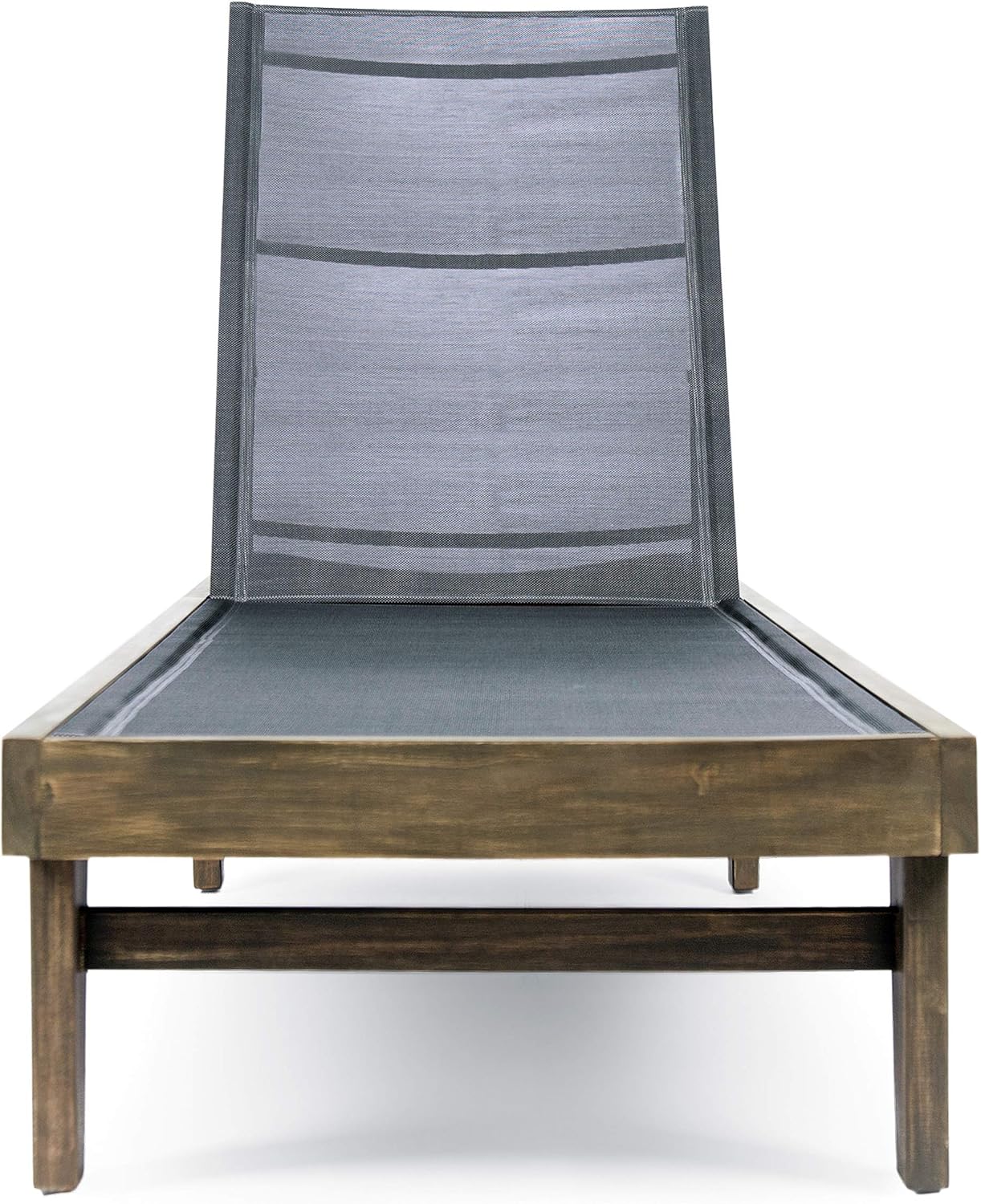 Christopher Knight Home Summerland Outdoor Mesh Chaise Lounge with Acacia Wood Frame, Grey Finish / Dark Grey Mesh : Patio, Lawn & Garden