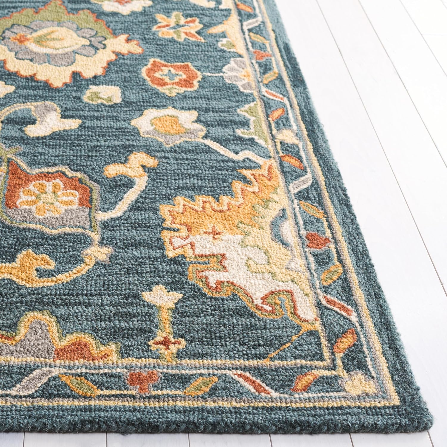SAFAVIEH Metro Collection Runner Rug - 2'3" x 8', Dark Grey & Red, Floral Design, Handmade Wool, Ideal for The Living Room, Bedroom, Dining Room (MET326H-28)