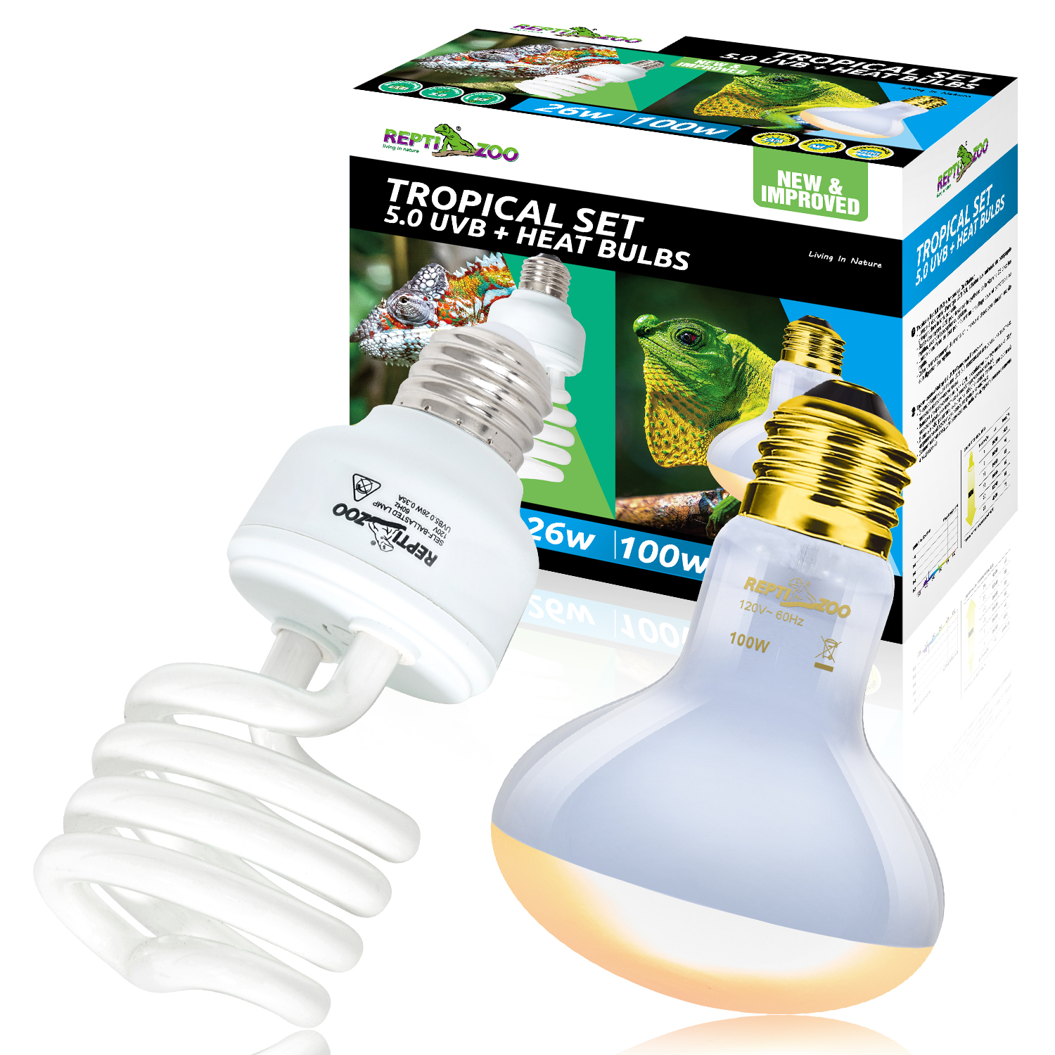 Zoo Med Basking Bulb REPTIZOO Reptile Light Combo 100W Basking