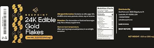 Miniatura 10 de Copos de hoja de oro de 24 quilates  Copos de oro comestibles de 200 mg para cupcakes, chocolates, bebidas y hornear copos de oro genuino para