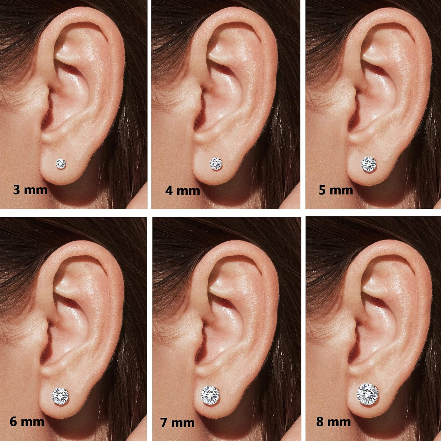 EIELO 12Pairs Clear Plastic CZ Studs Earrings for Women Men Acrylic Post Hypoallergenic Stud Earring Round Square CZ Rhinestone Ear Studs Piercing Retainers