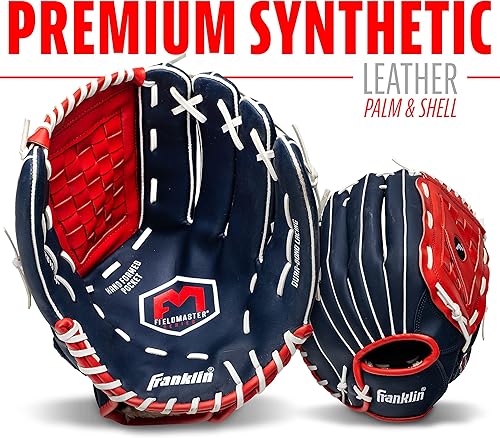 Vista 250 de Franklin Sports Field Master Baseball + Softball Glove - Field Master Adult + Youth Baseball + Softball Mitt - Men's + Women's Gloves - Right Hand