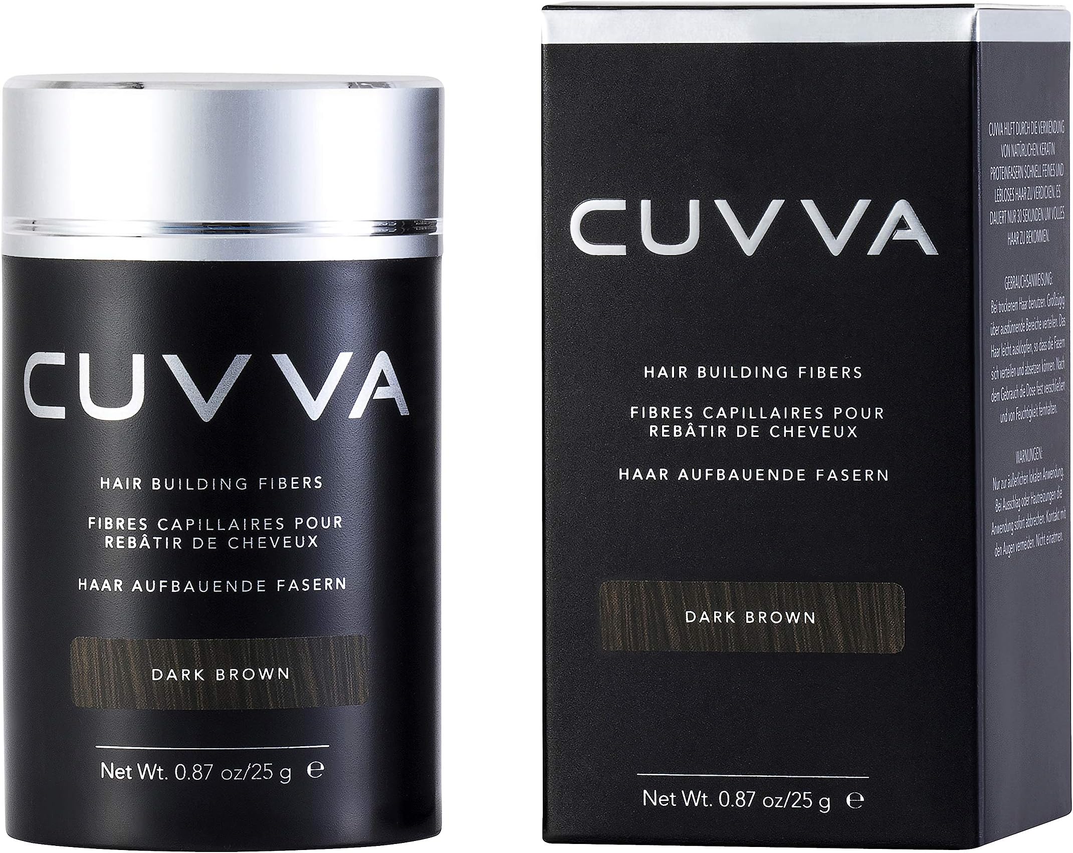 CUVVAHair Fibres - #1 Hair Loss Concealer for Thinning Hair - Keratin Hair Building Fibres for Men & Women - Regaine Confidence - 25g - Dark Brown