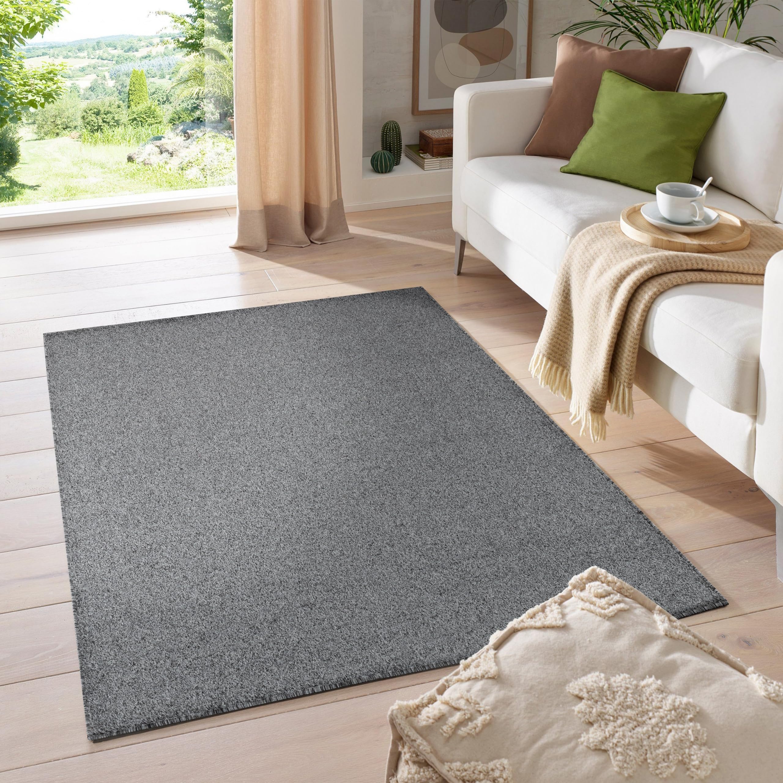 HomebyHome Alfombra de Pelo Corto Alfombra óptica Gabbeh para Dormitorio y salón, Color:Gris, Tamaño:120x170 cm