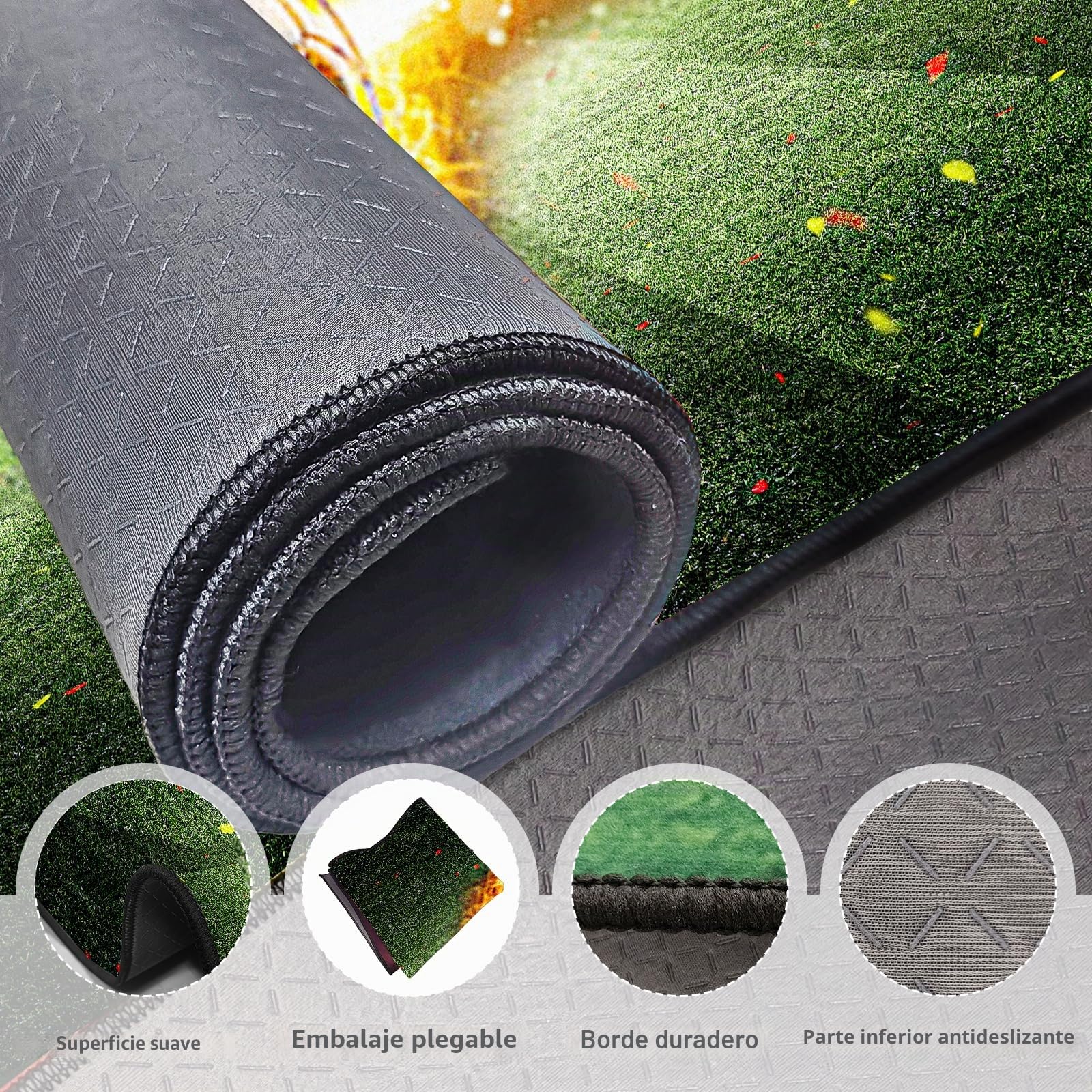 Alfombra de juego de campo de fútbol con estampado a gran escala para deportes, antideslizante, para habitación juvenil, 80 x 120 cm