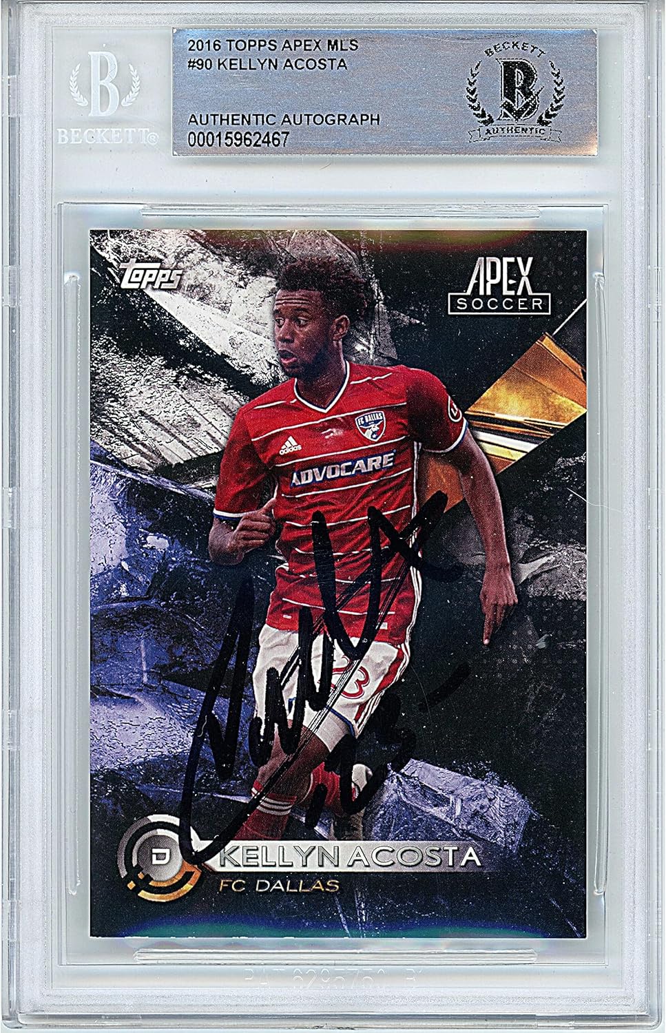 Kellyn Acosta Autographed 2016 Topps Apex MLS #GIKA Soccer Trading Card Slab Beckett BAS Authentic Slabbed COA Played For FC Dallas