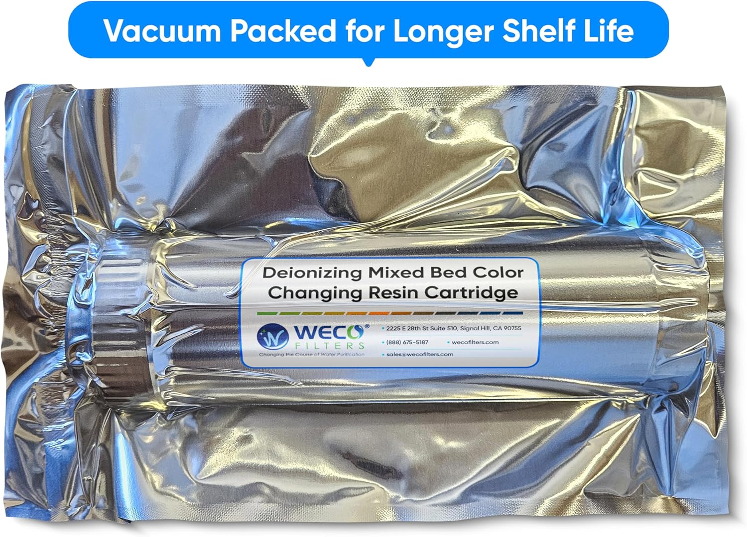 WECO PDI-1025 Color Changing Deionizing Mixed Resin - Replacement Refill Cartridge - TDS Filtration for Aquariums with Economy Housing Kit - 2-1/2" x 10"