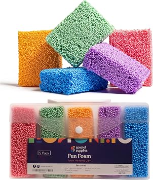 Special Supplies Fun Foam Modeling Foam Beads Play Kit, Childrens Educational Clay for Arts Crafts Kindergarten, Preschool Kids Toys Develop Creativity, Motor Skills 5-Pack