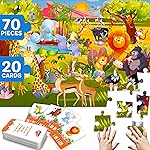 QUOKKA Search and Find Puzzles for Kids Ages 4-6 - Riddle Kids Puzzles 6-8 Years Old - 70 Unique Pcs - 20 Illustrated Guessing Cards - Engaging Children Themes - Africa Puzzle Gift for Toddlers 3-5