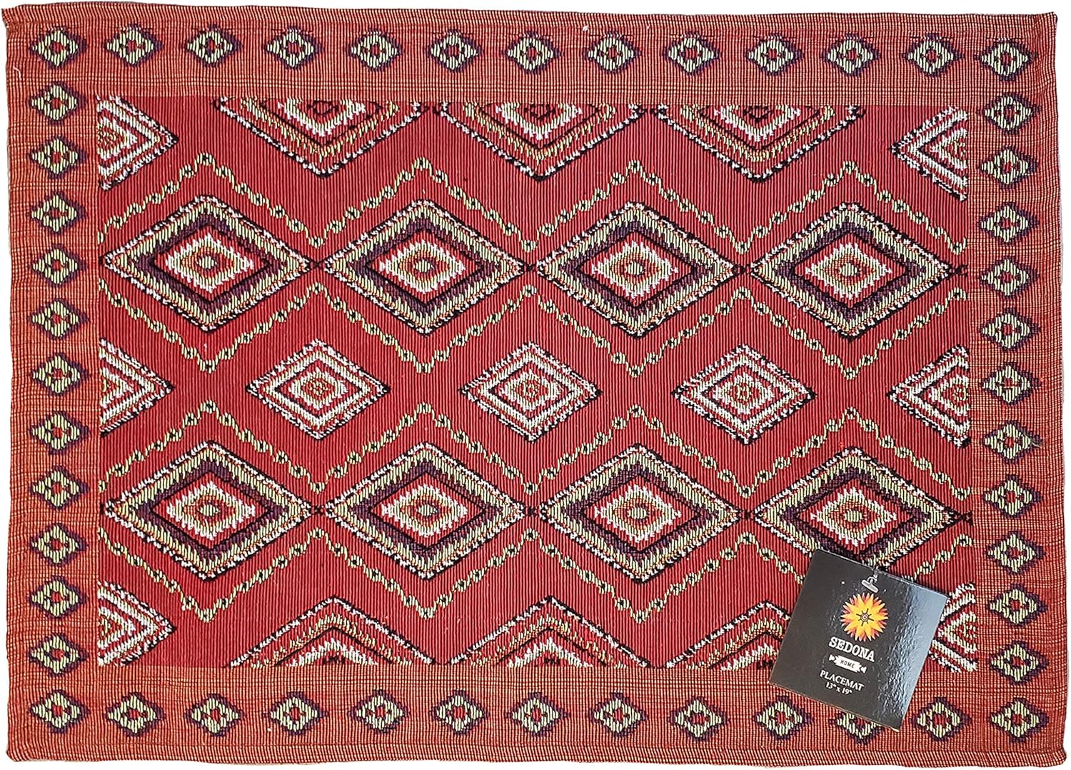 Abstract Diamond Southwest Placemat (Set of 4) (13" x 19") Rustic Wild West Theme Woven Placemats Southwestern-Inspired Tapestry Machine Washable Place Mats for Kitchen Dinner Table Mats 19 inches