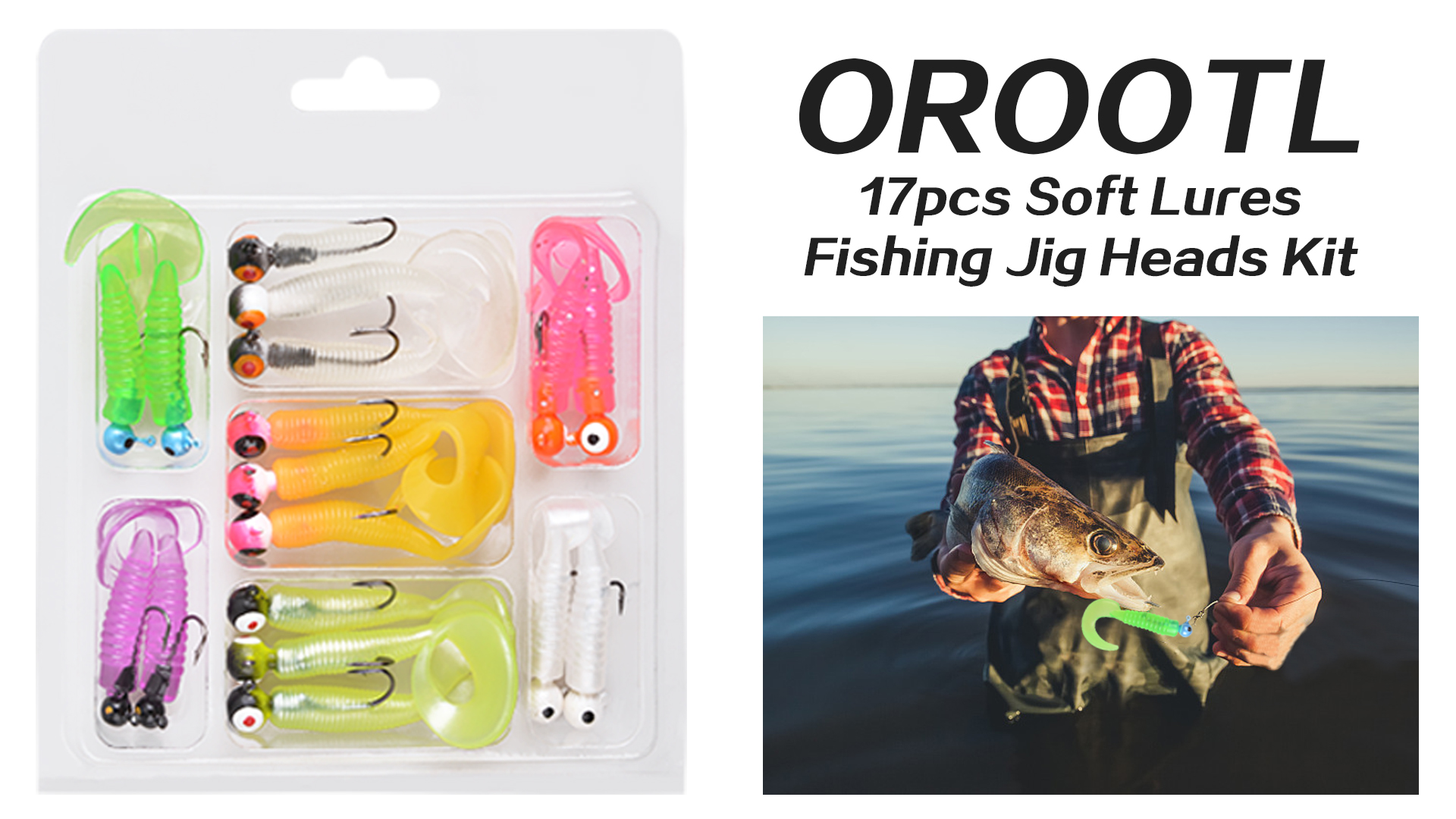 Crappie Jig Worm Lure Kit – 50pcs With Tackle Box For Bass, Trout, Panfish Fishing