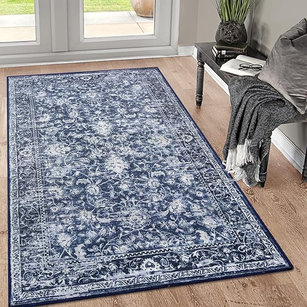 Vintage Floral Navy Entryway Mat