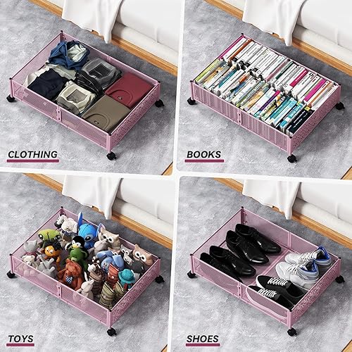 Miniatura 5 de Contenedores de almacenamiento debajo de la cama con ruedas, almacenamiento debajo de la cama, cajón organizador de almacenamiento de zapatos debajo