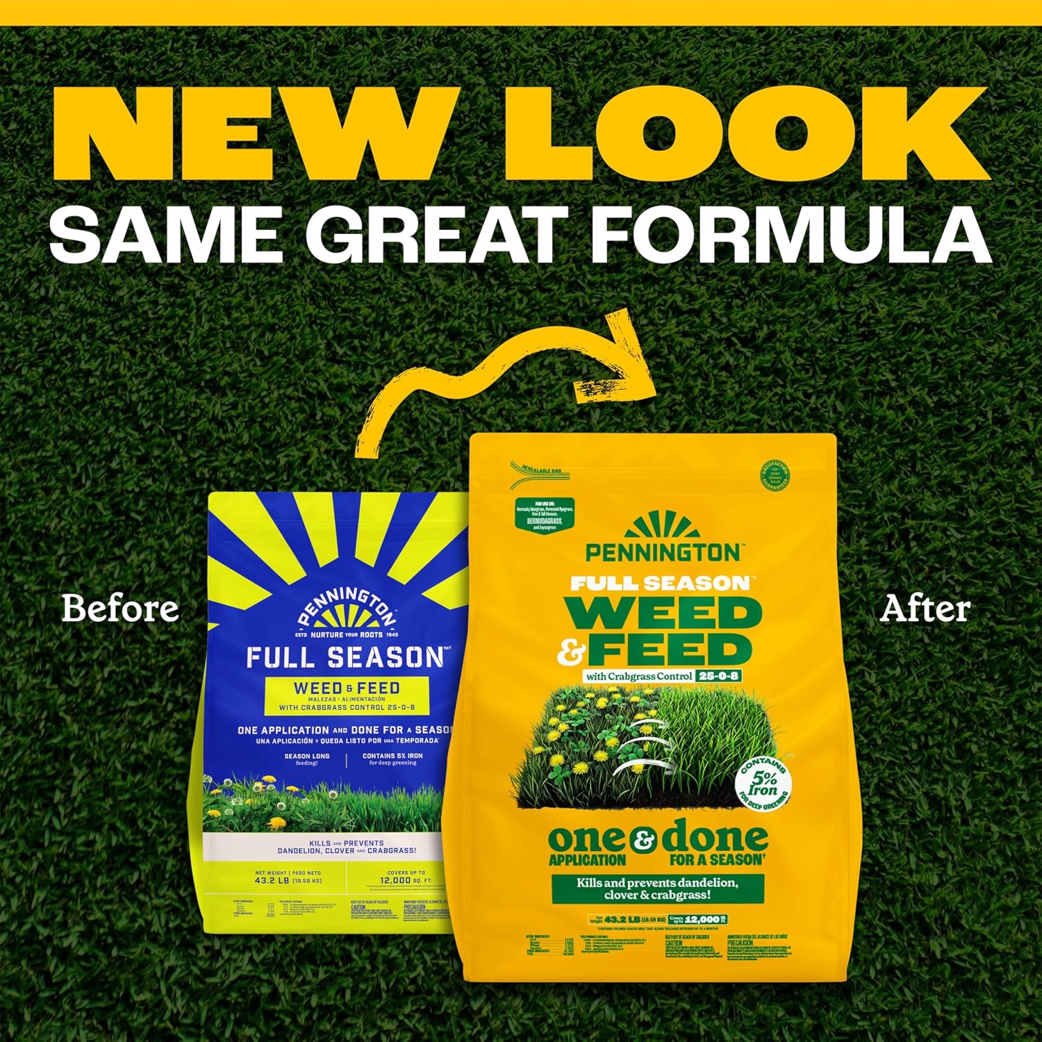 Pennington Full Season Weed & Feed with Crabgrass 25-0-8 12M 43.2lb