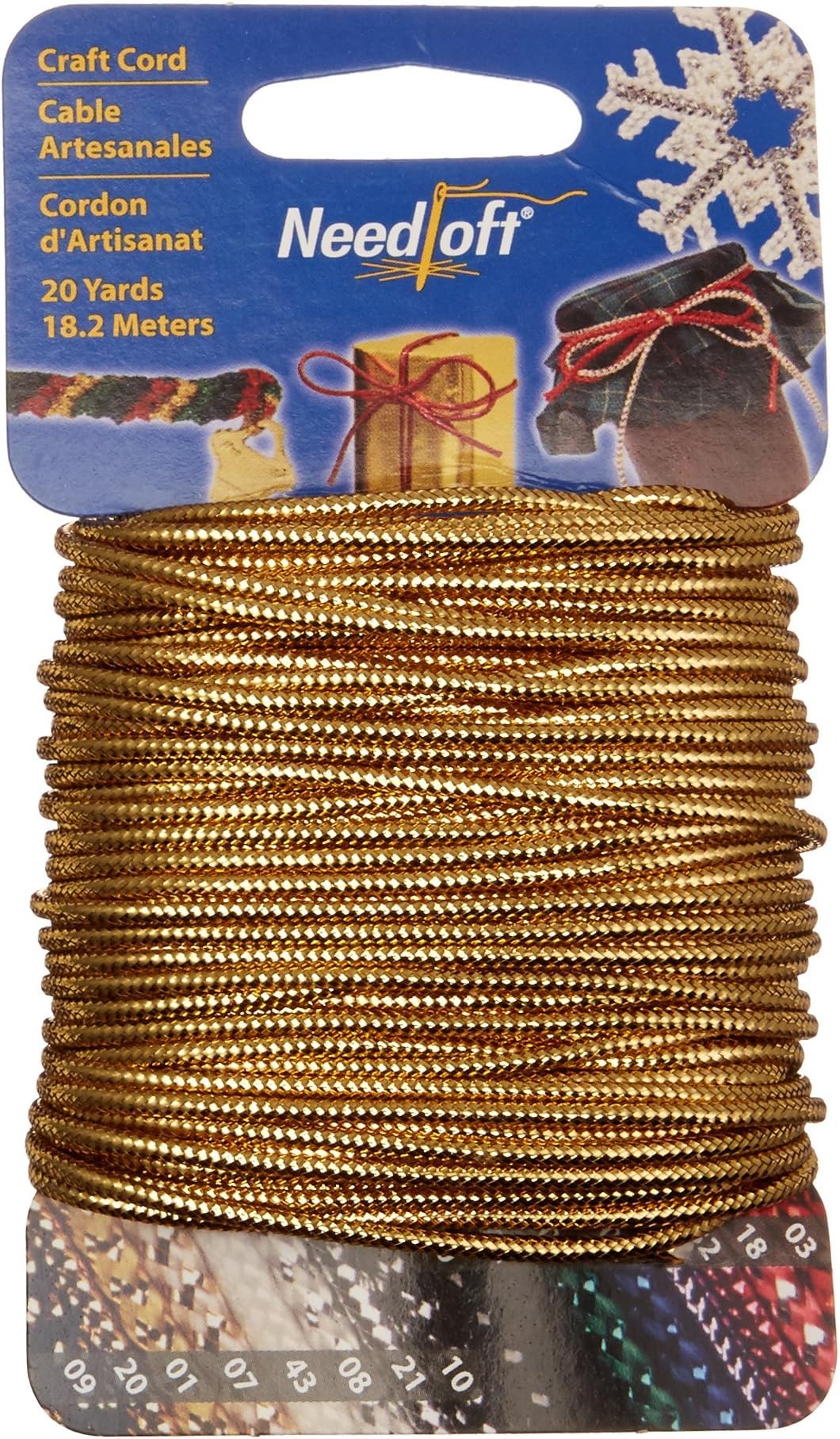 Cottage Mills Needloft Novelty Craft Cord, 20-Yard, Solid Gold