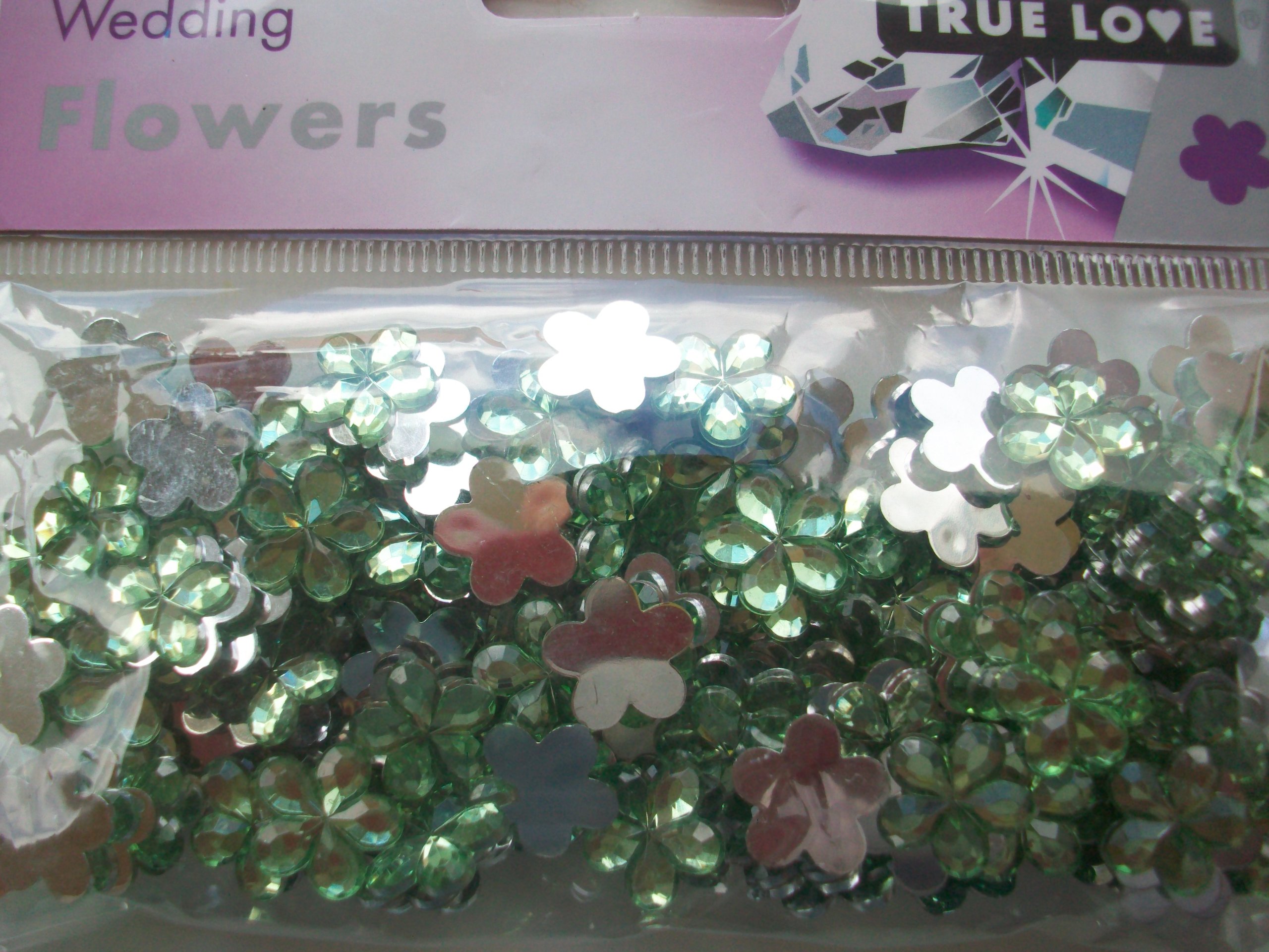 table gems - premium table diamantes - apple green flowers - 12mm.
