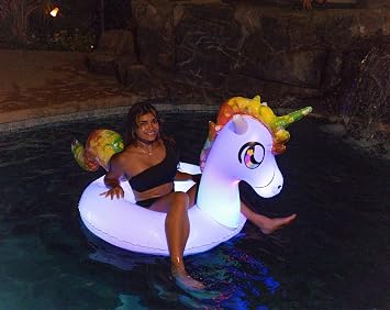 Poolcandy Illuminated LED Large Inflatable Unicorn 42 LED Pool Tube