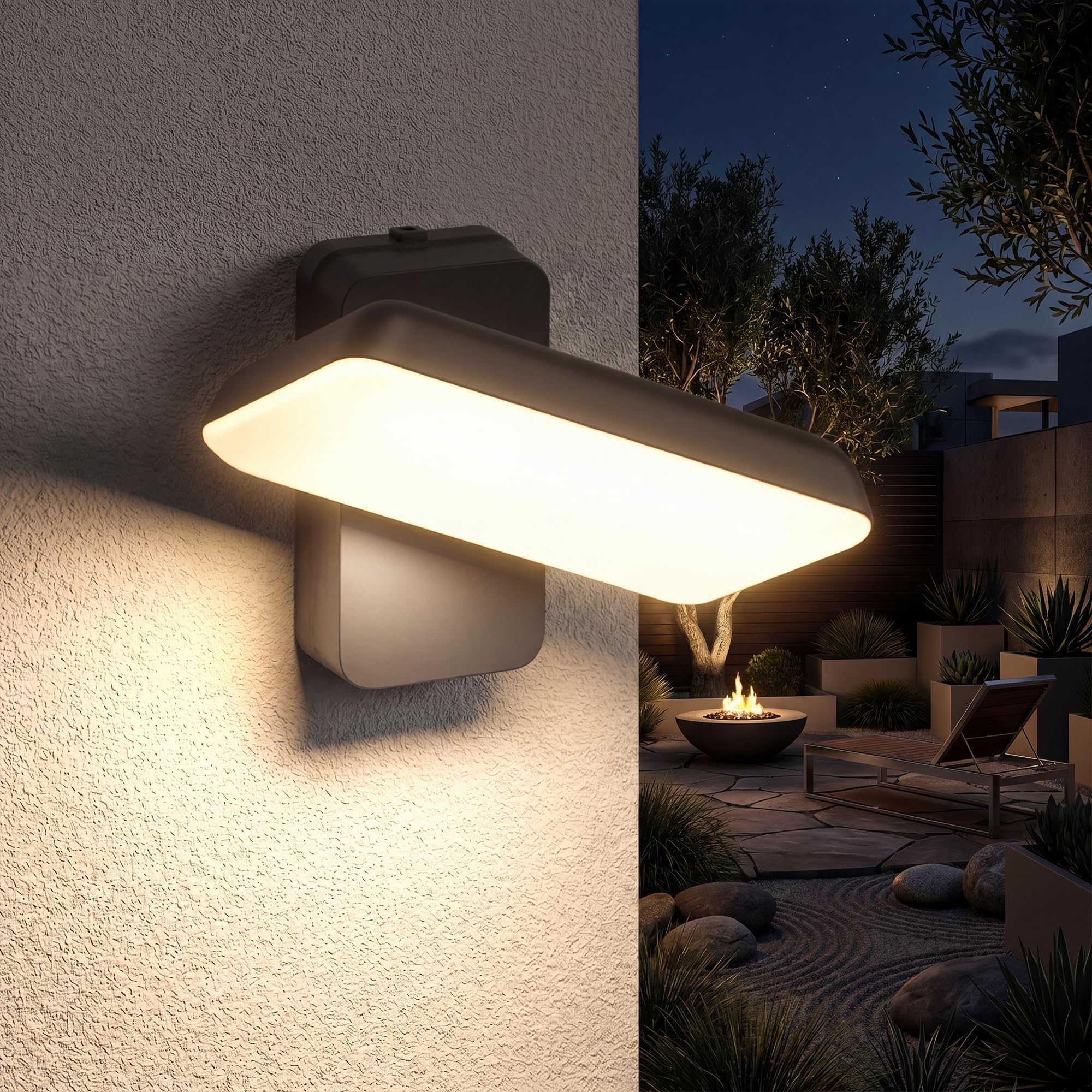 20cm LED Wandleuchte Außen 18W, 350° Schwenkbar Villa Wandleuchte Anthrazit IP65 Wasserdicht, 3000K Außenlampe für Außenbeleuchtung Hauswand & Terrassenlampen