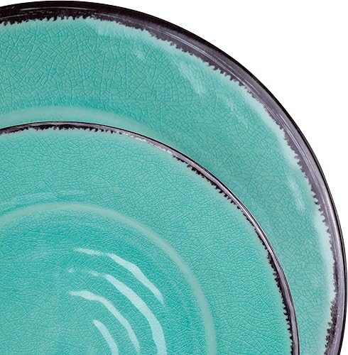 Miniatura 6 de Elama Vajilla ligera, 12 piezas, ribete turquesa y oscuro