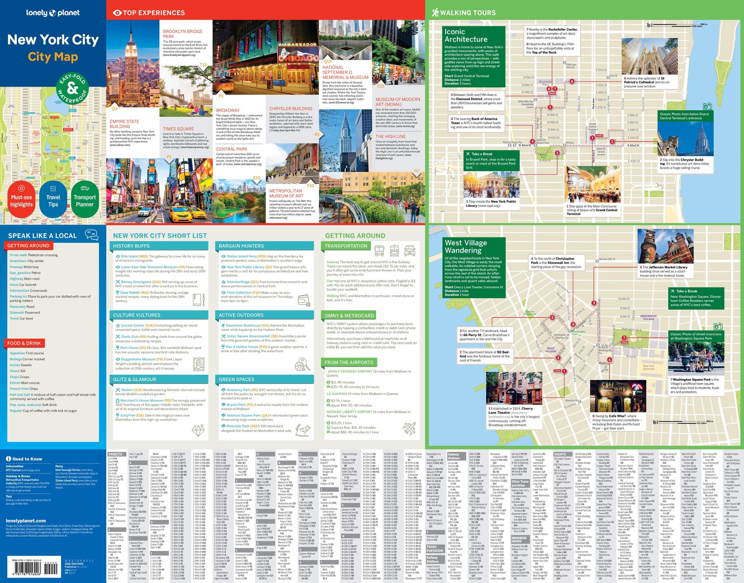 New York City Map 2ed - anglais: Durable, Waterproof, Easy-Fold Planning Map with Attractions & Walking Tours