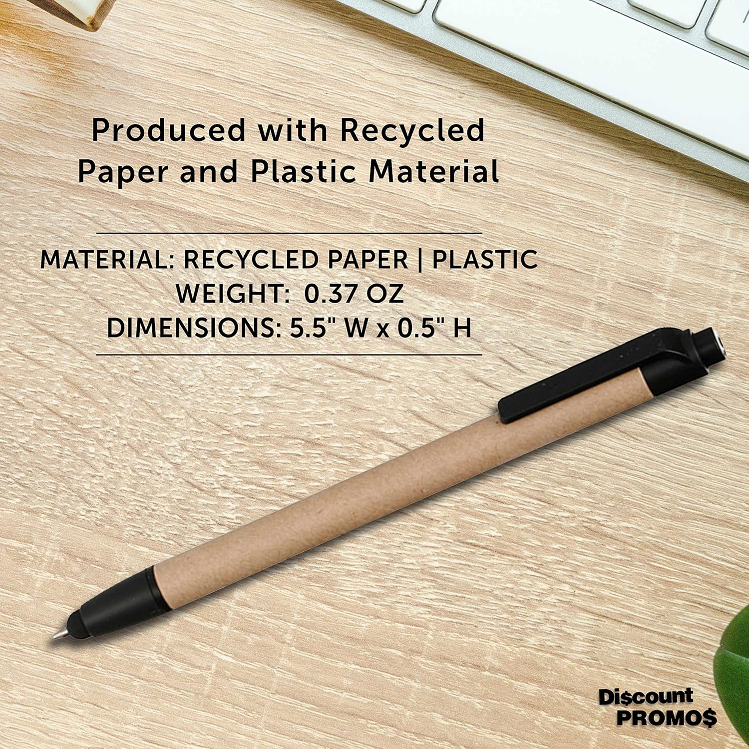 10 Ballpoint Stylus Pens Pack - Recycled, Retractable - Black