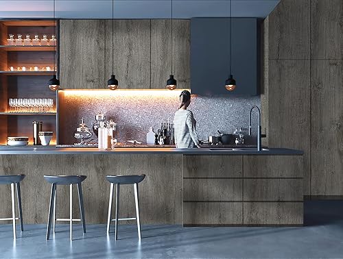 Miniatura 6 de Papel tapiz de madera de 17.7 x 78.7 pulgadas, papel tapiz de madera gris para despegar y pegar, papel tapiz de madera de madera de conacto, papel