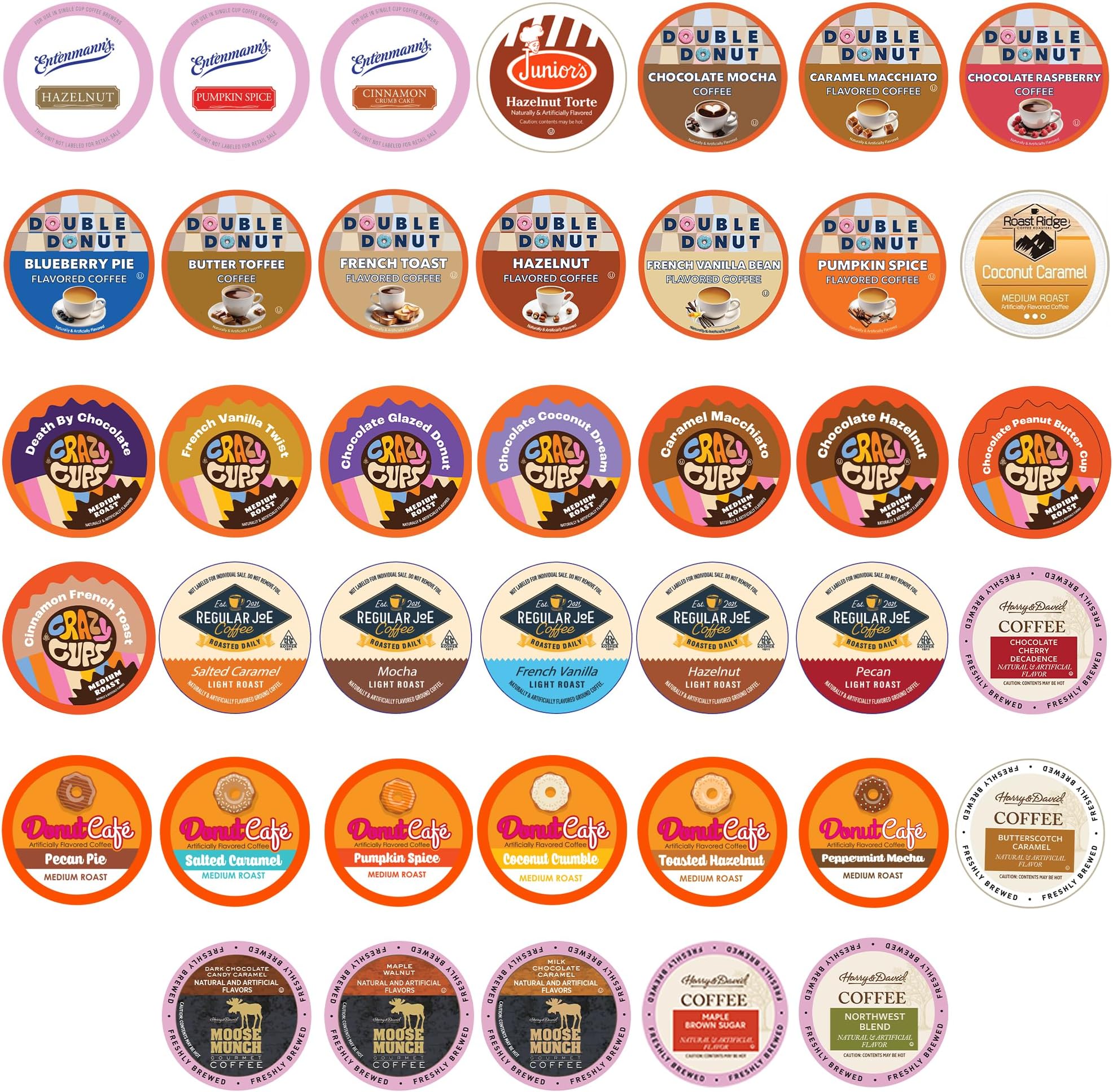 Crazy Cups Flavored Coffee Pods Variety Pack for Keurig K Cups Brewers, Assorted Flavored Coffee Sampler, 40 Count