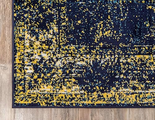 Miniatura 8 de Unique Loom Sofia Collection - Tapete Casino, 7 pies 1 pulgada x 10 pies, rectangular, azul marinoamarillo