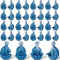 Watayo 24 mini estatuetas de ioga de meditação de tartaruga marinha, estátua de resina de tartaruga de ioga zen em miniatura, praia costeira, pequenas tartarugas meditativas, decoração para casa