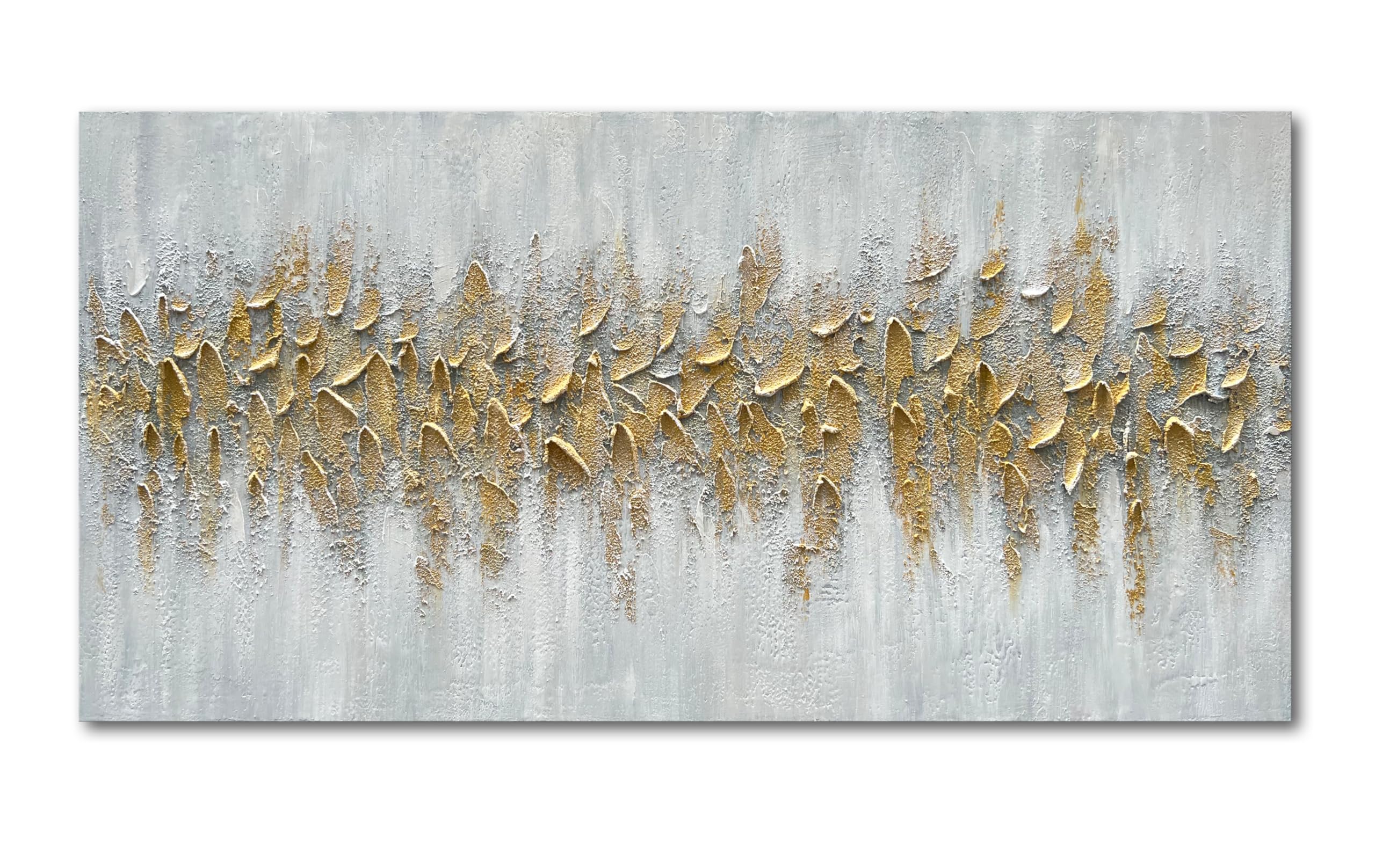 Art Modern Abstract Minimalist art Oil Painting Hand-Painted Gold Texture Canvas art Home wall Decoration Painting 24x48 Inches
