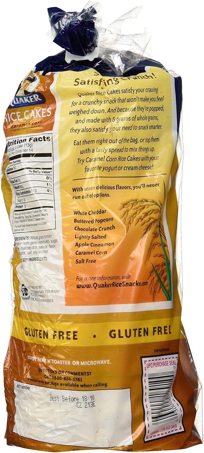 Quaker, Rice Cakes, Caramel, 6.5oz Bag (Pack of 4)