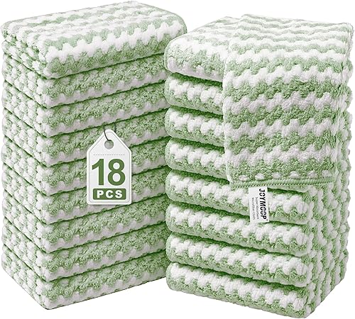 Vista 60 de JOYMOOP Paquete de 18 paños de limpieza de microfibra, toallas de cocina para lavar platos, paños absorbentes sin manchas sin pelusa para limpieza
