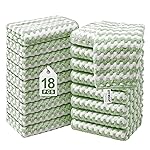 JOYMOOP Microfiber Cleaning Cloths - 18 Pack, 10 x 10, Green - Reusable, Lint-Free, Super Absorbent Towels for Kitchen, Car, and Household Cleaning