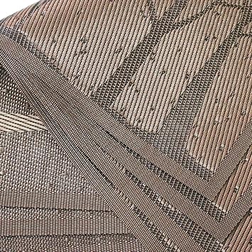 YOY 6 Pcs Kitchen PVC Placemats - Deluxe Heat Insulation Stain-Resistant Table Mat Protector Anti-skidding Dining Room Decor Jacquard Woven Plastic Vinyl Place Mat,Coffee