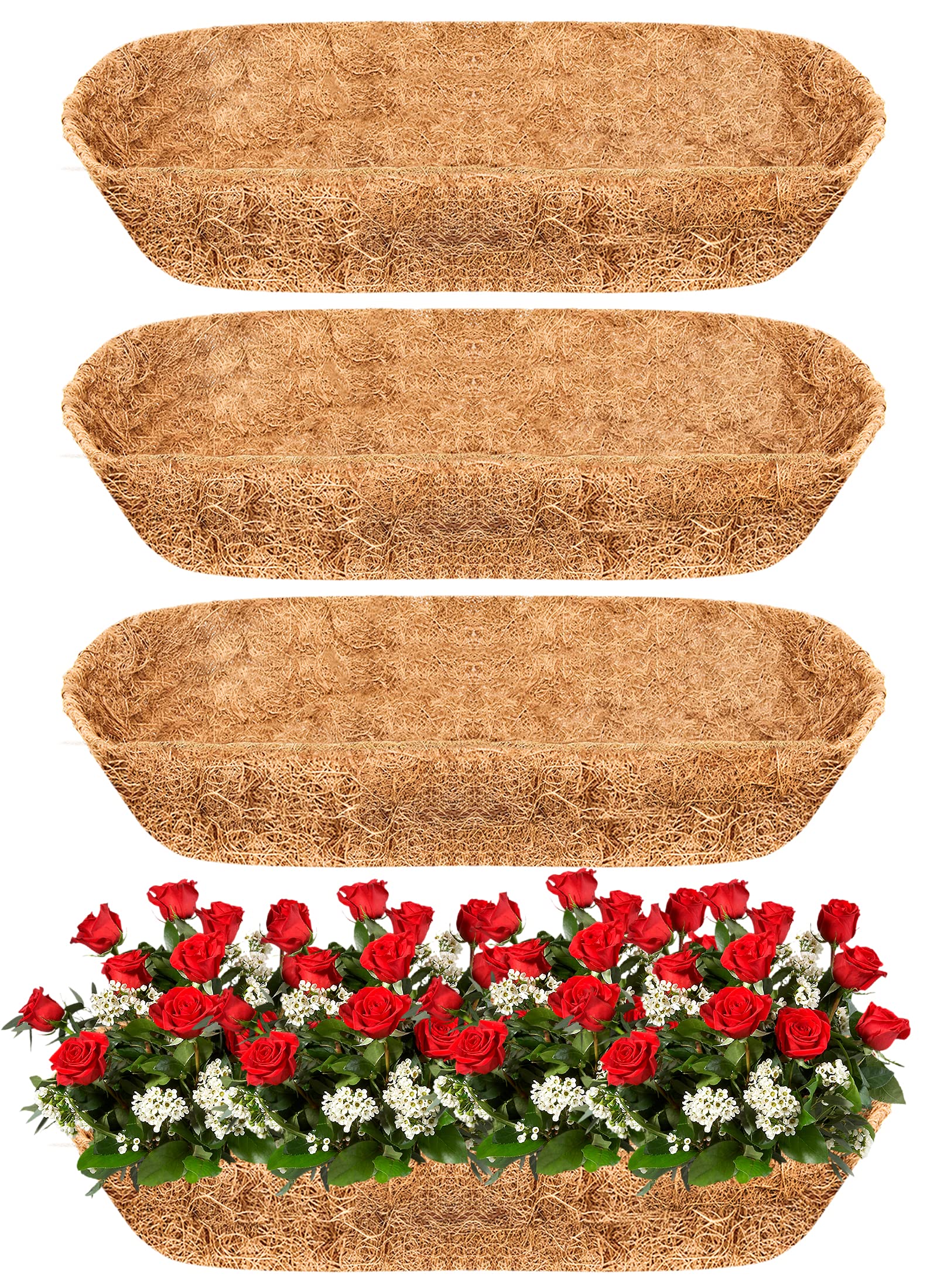 Halatool 4 Pcs 36" Trough Coco Fiber Replacement Liner, PreFormed
