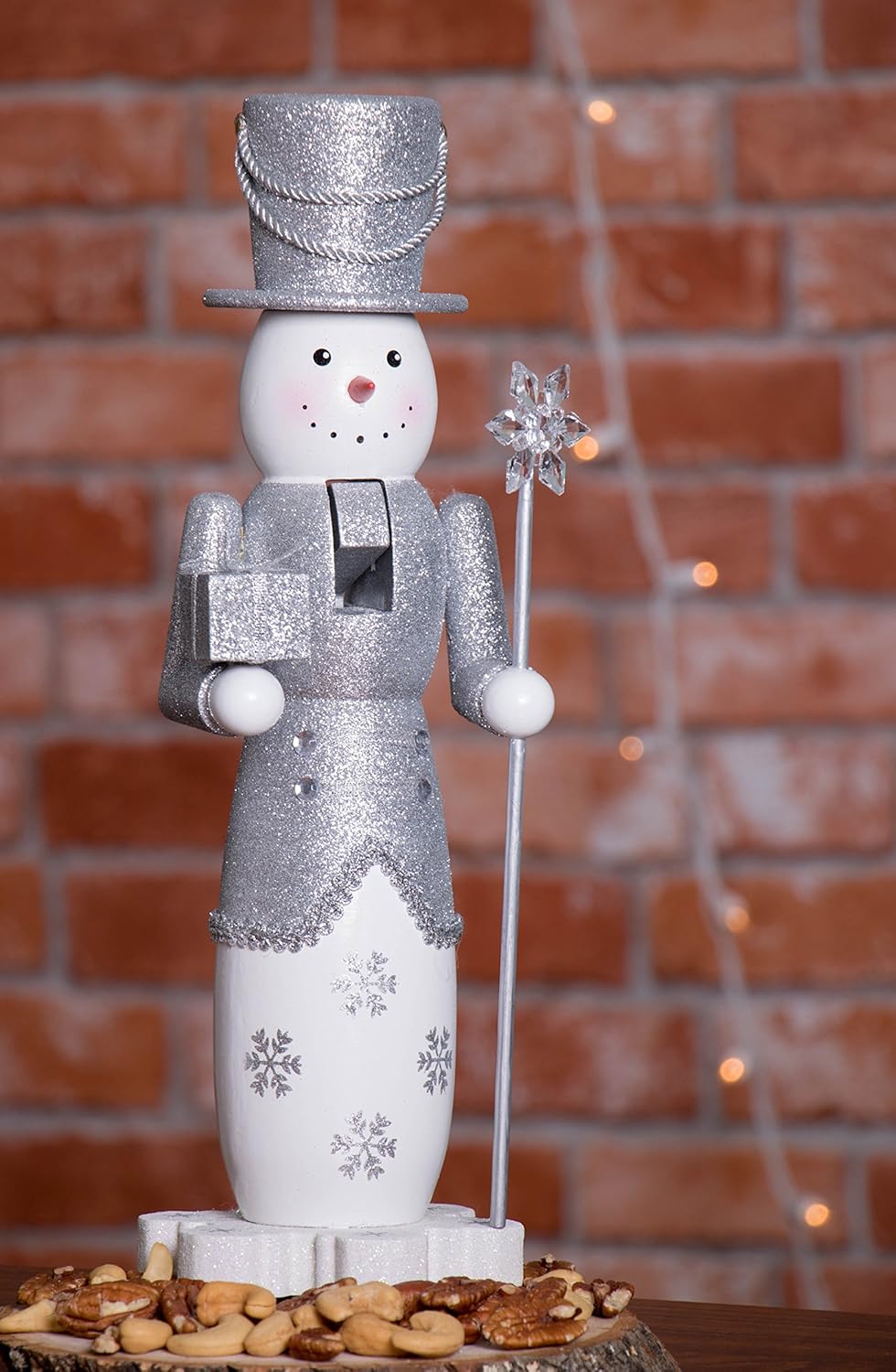 Clever Creations Snowman 14 Inch Traditional Wooden Nutcracker, Festive Christmas Décor for Shelves and Tables
