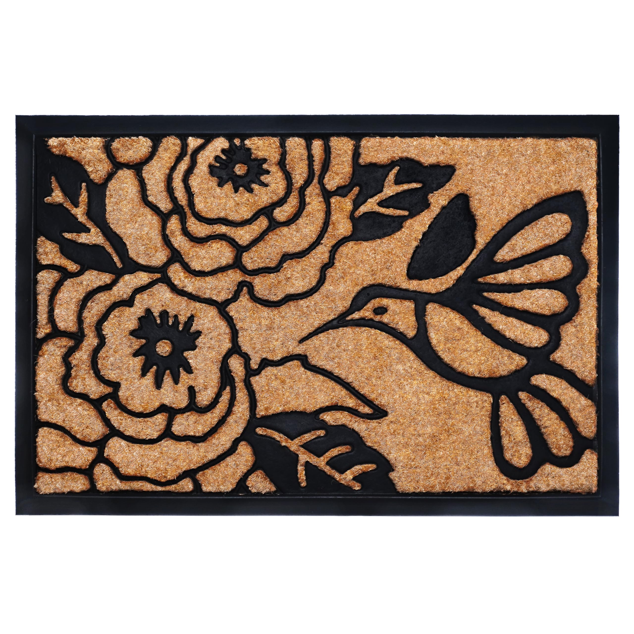 102822436 Hummingbird Haven Doormat, 24" x 36", Natural/Black