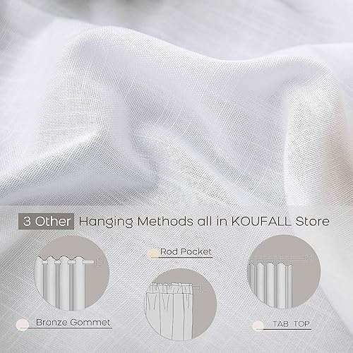 Miniatura 195 de KOUFALL Cortinas transparentes de lino de 90 pulgadas, cortinas para Sala Modernas 2025 De Lino Elegantes, cortinas personalizadas con pestaña