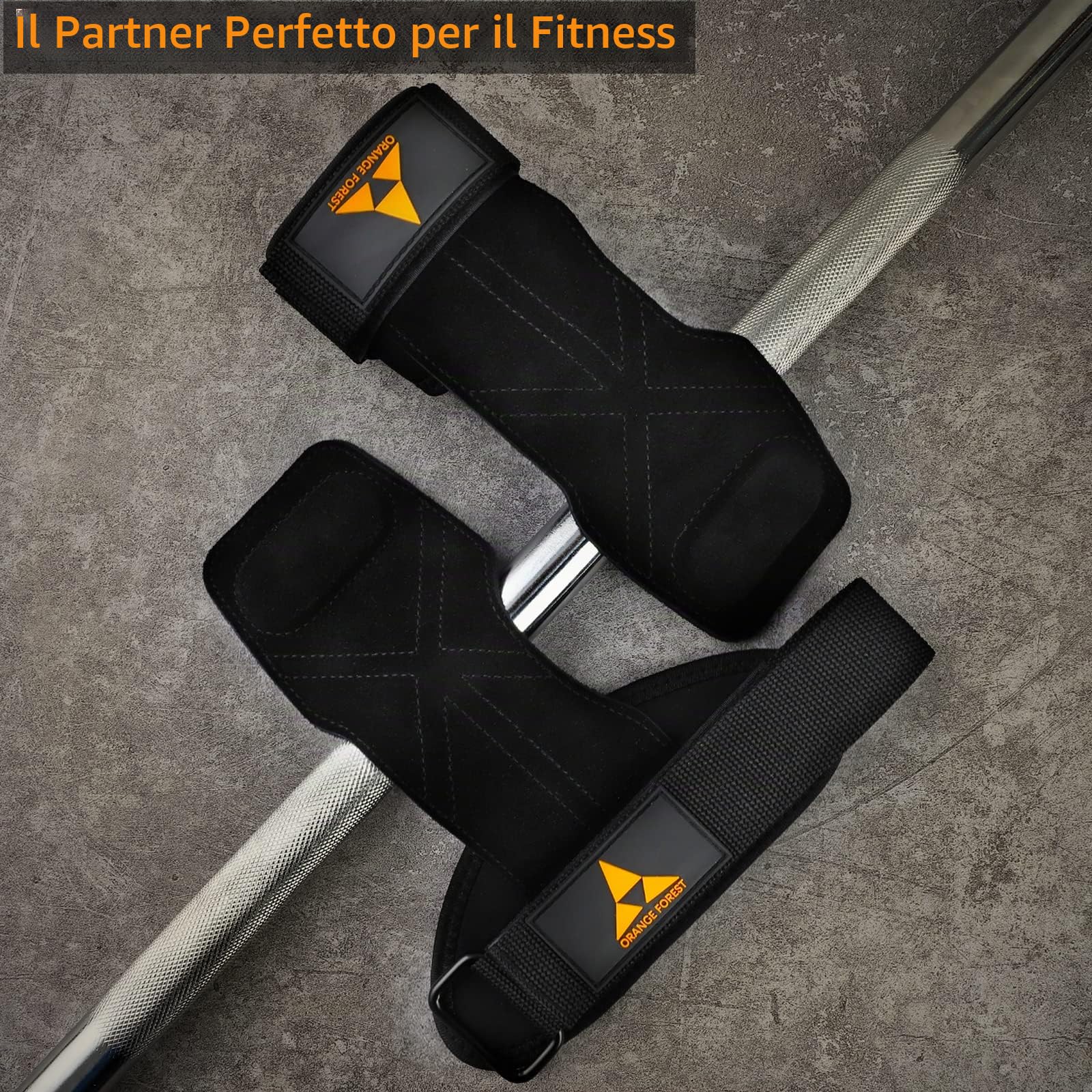 Cinghia da polso per sollevamento pesi con doppio strato in pelle, imbottitura in neoprene, impugnature per sollevamento pesi, sollevamento pesi, per uomini e donne (coppia)