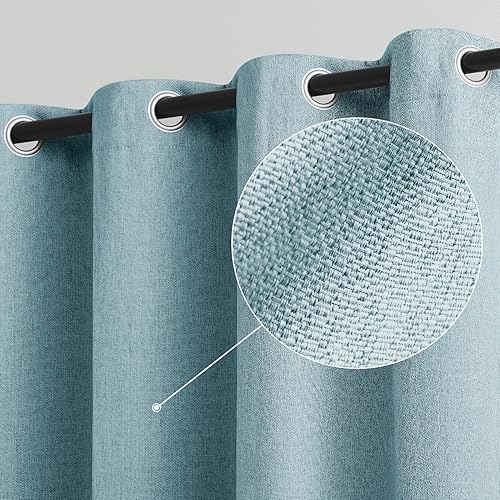 Miniatura 42 de Cortinas de lino natural opacas para dormitorio de 84 pulgadas de largo, con aislamiento térmico y reducción de ruido, paneles de cortina de tejido