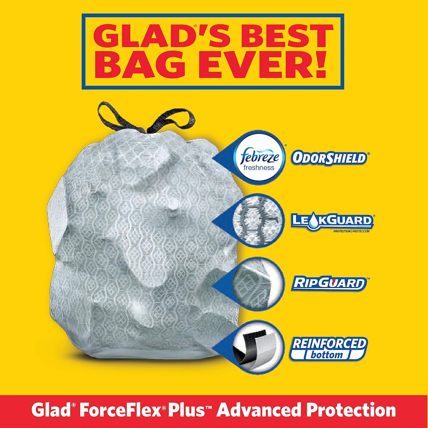 Glad Trash Trash Bags, 13 Gallon, 56 Count